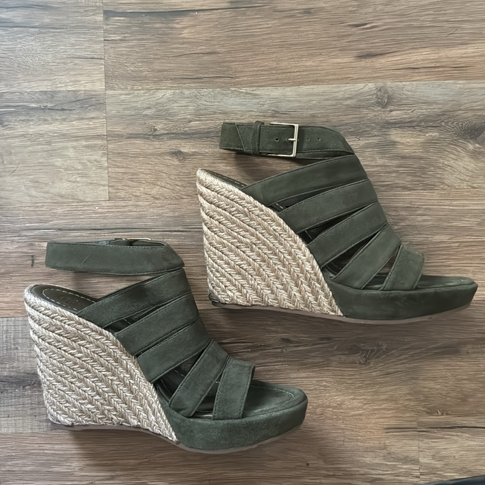 Tory Burch Green Suede Wedges - size 7